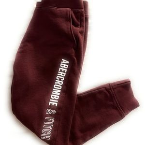 Abercrombie Kids Boys Girls Logo Jogger Pants Size 7/8 Maroon